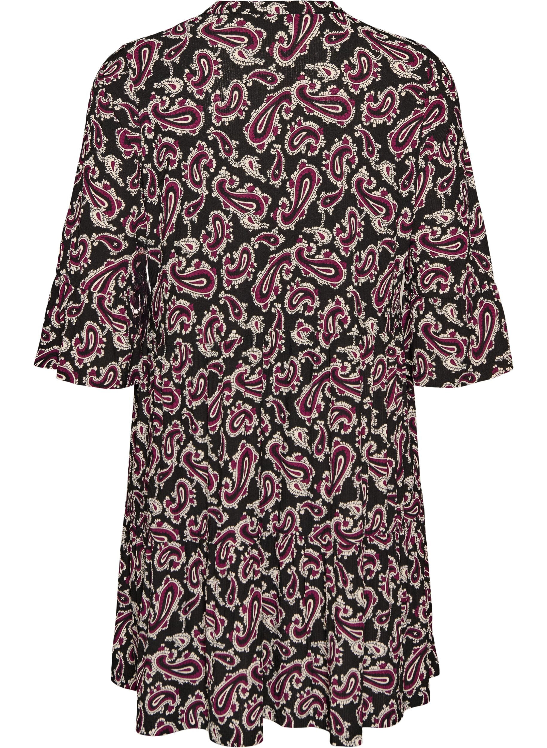 ZizziKurzes A-Linien-Kleid aus Jersey mit Allover-Print, Dunkles Bordeaux, Packshot image number 1