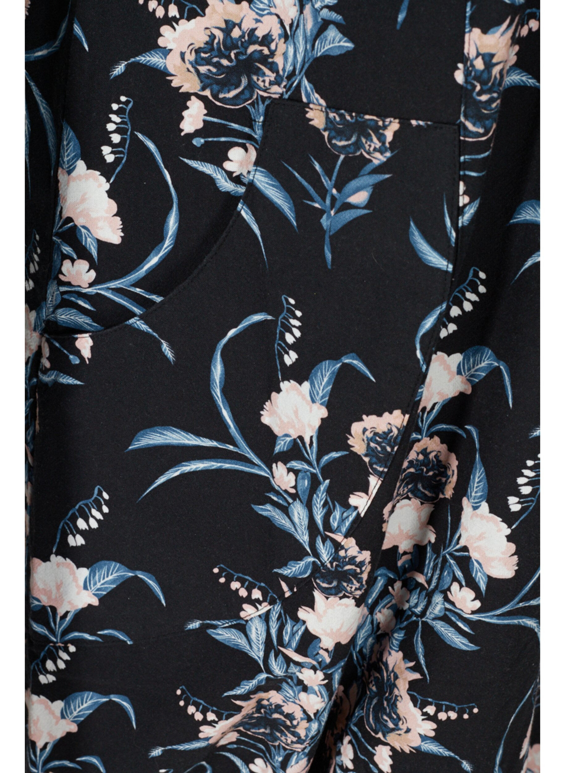 ZizziKurzarm Baumwollkleid mit Print, Blau, Packshot image number 3