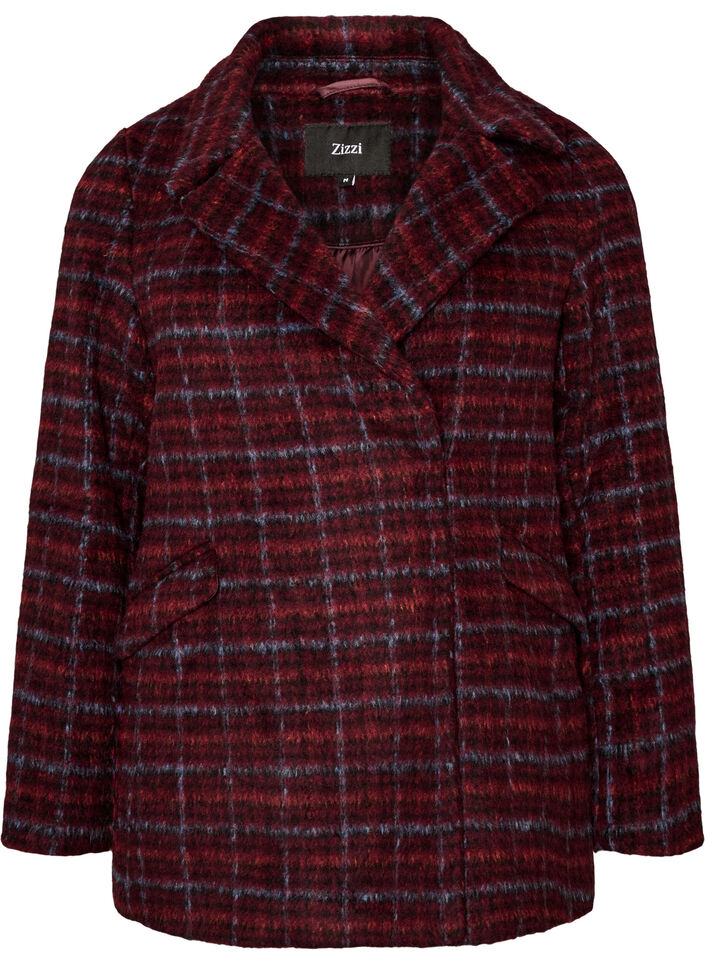 Karierte Jacke mit Taschen, Rot, Packshot