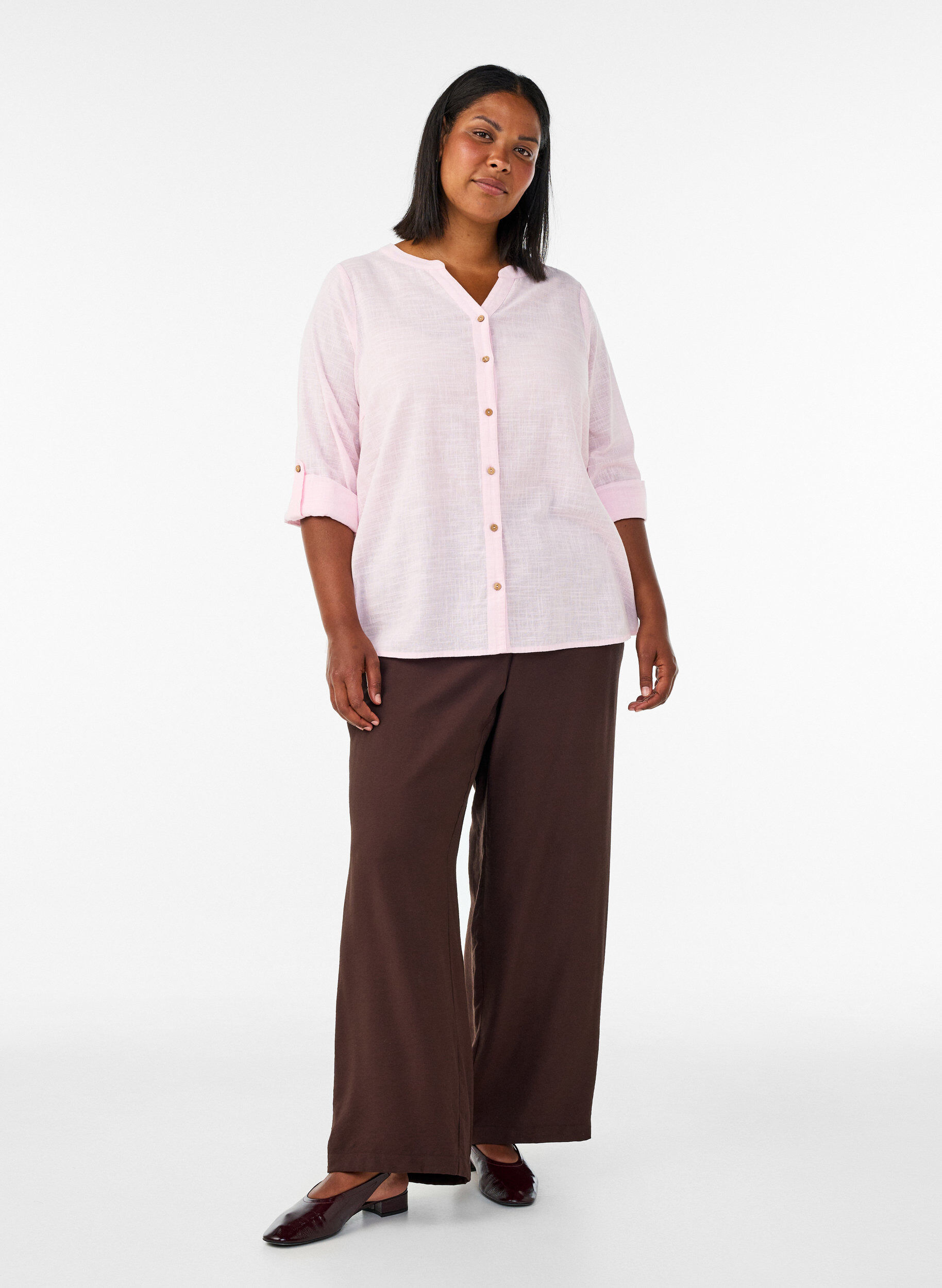 ZizziBaumwollbluse mit V-Ausschnitt, Rot, Model image number 1