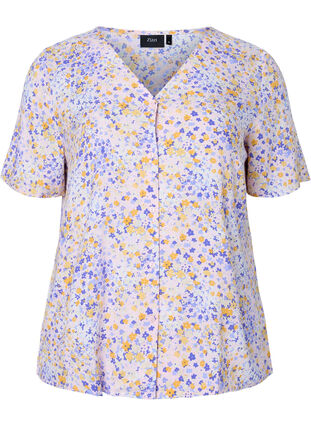 Bedrucktes Pyjama-Oberteil aus Viskose, Cameo Pink AOP, Packshot image number 0
