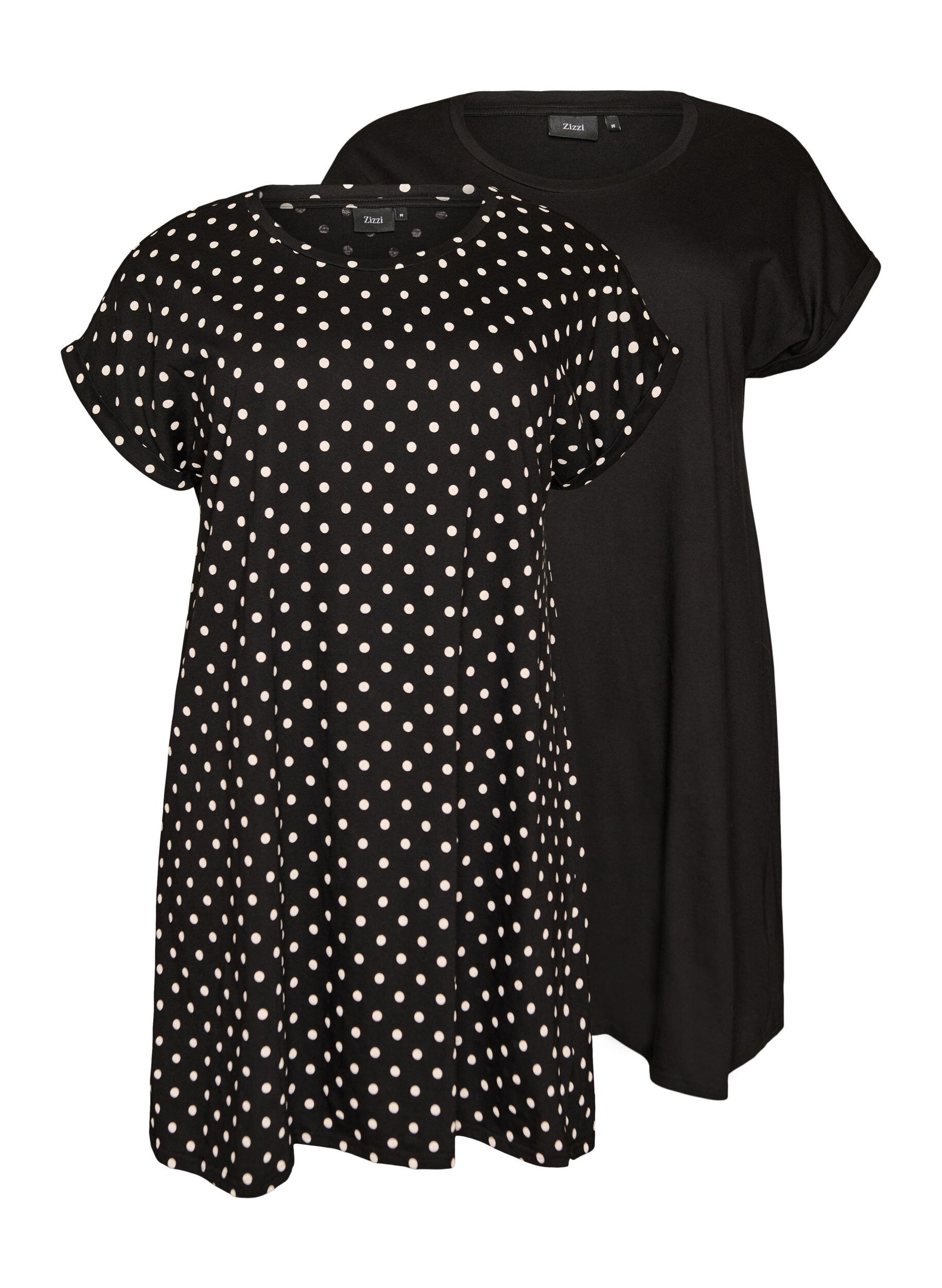 Zizzi2er-Pack T-Shirt-Kleid mit kurzen &Auml;rmeln, Schwarz, Packshot image number 0