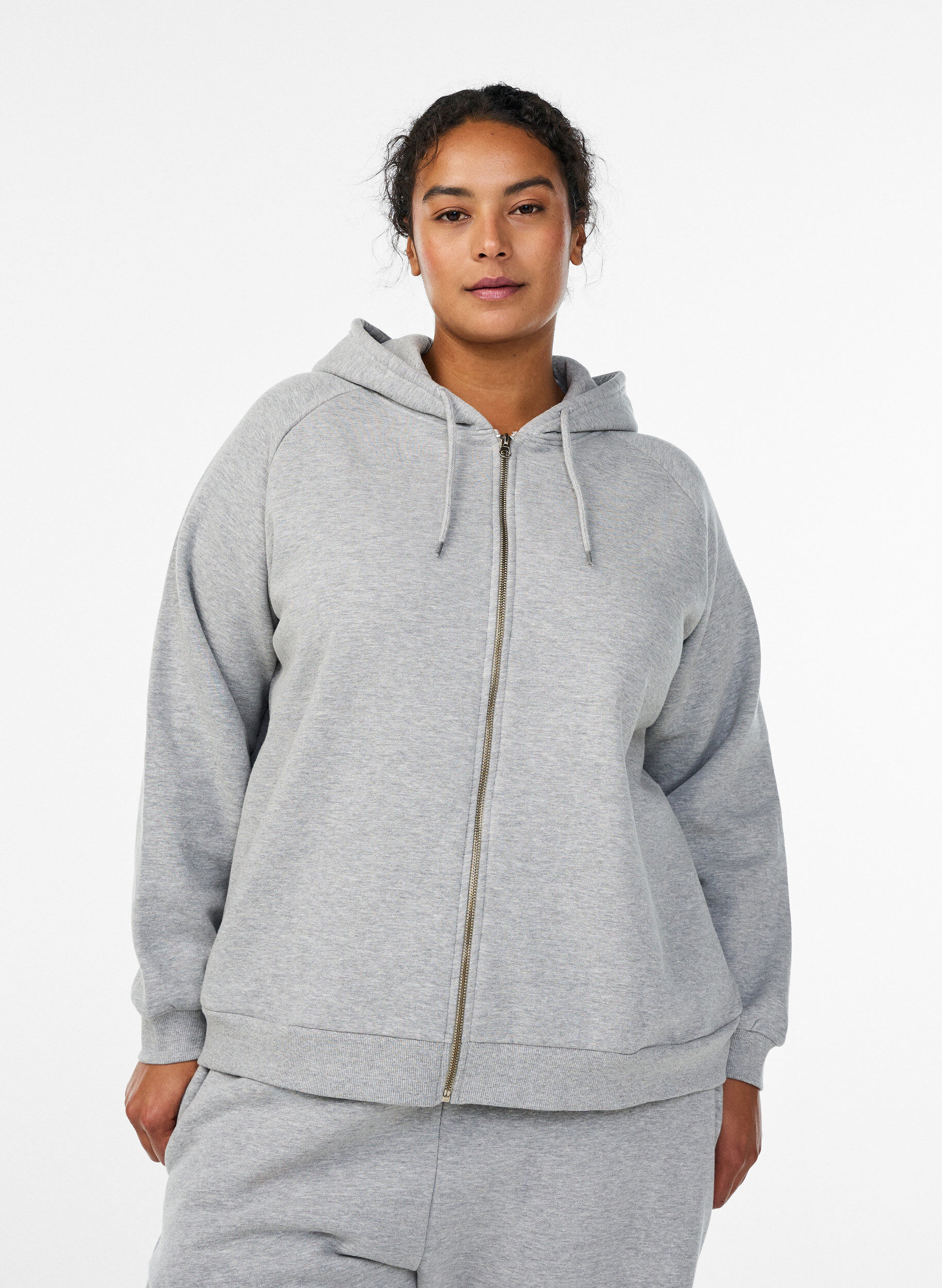 ZizziHoodie mit Rei&szlig;verschluss, Grau, Model image number 0