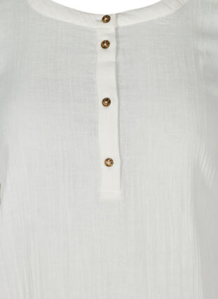 Baumwollkleid mit Knöpfen und 3/4-Ärmeln, Bright White, Packshot image number 2