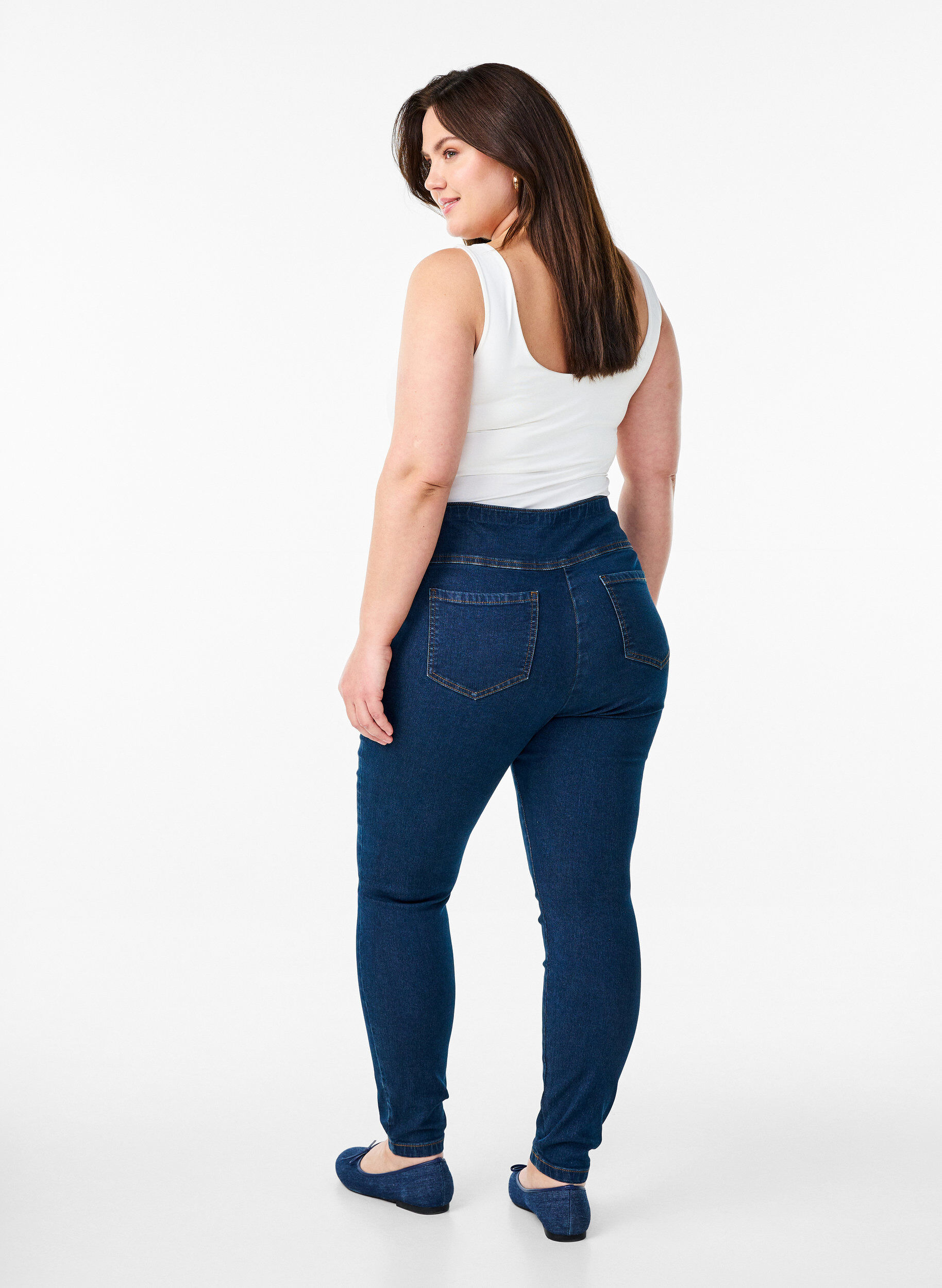 ZizziElastische Jeggings mit hoher Taille, Blau, Model image number 1