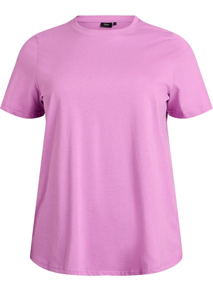 Basic-T-Shirt aus Baumwolle mit Rundhalsausschnitt, Lila, Packshot image number 0