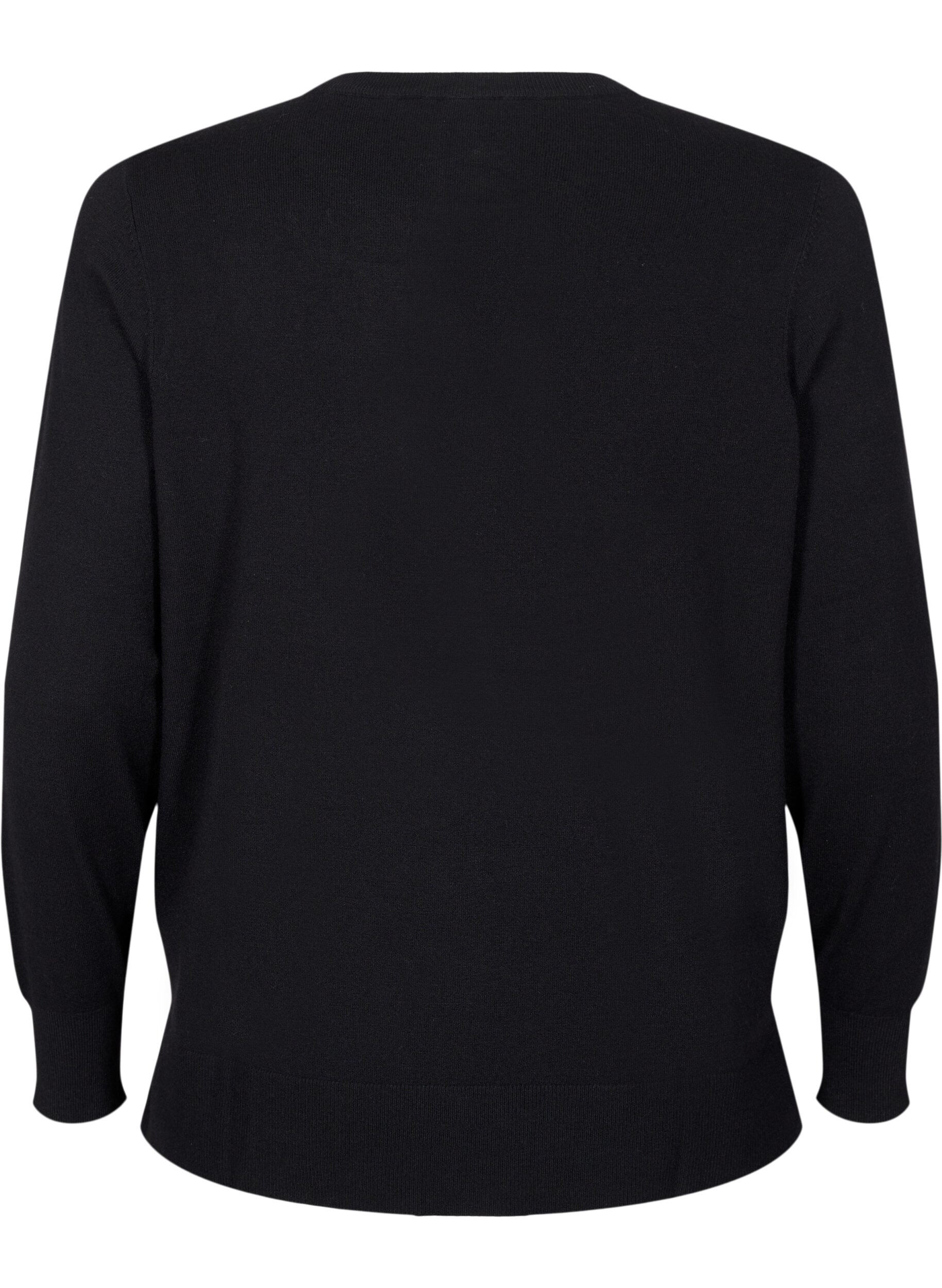 ZizziStrickbluse mit langen &Auml;rmeln und Schlitz, Schwarz, Packshot image number 1