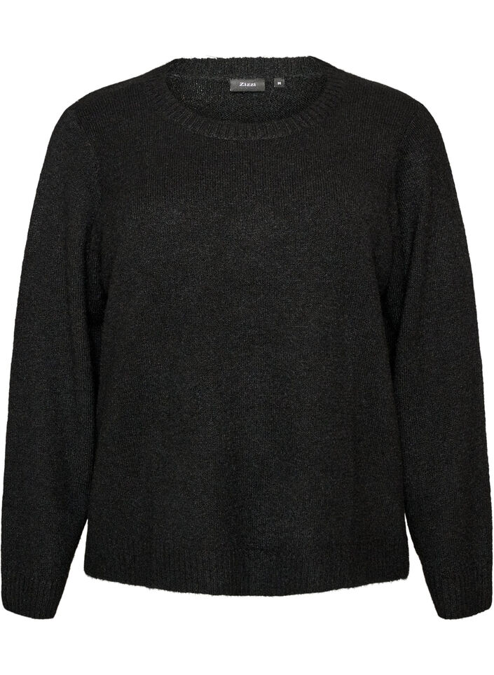 Lockerer Pullover mit Rundhalsausschnitt, Schwarz, Packshot image number 0