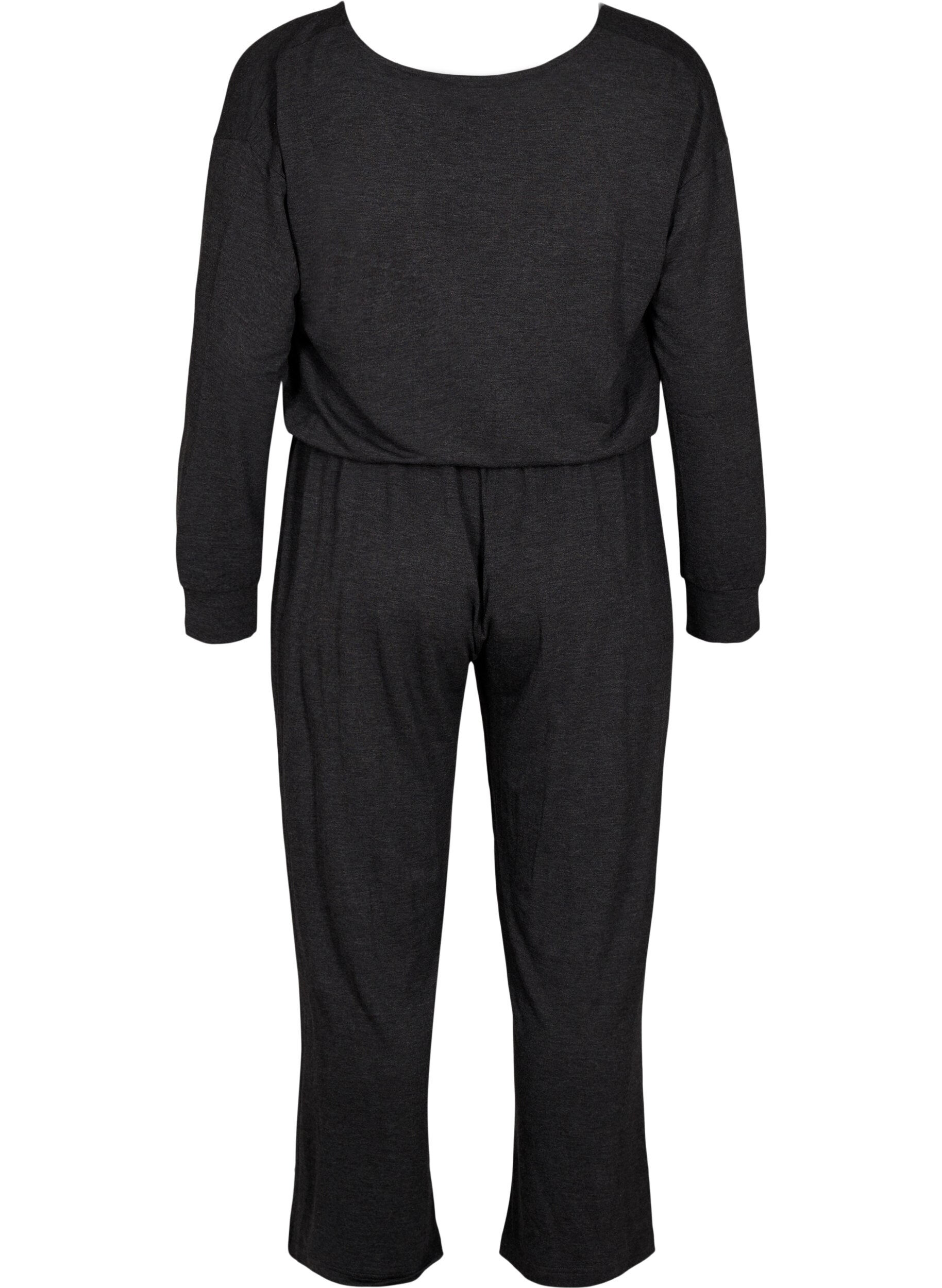 ZizziJumpsuit mit Wickeloptik und B&auml;ndern, Dark Grey Melange, Packshot image number 1