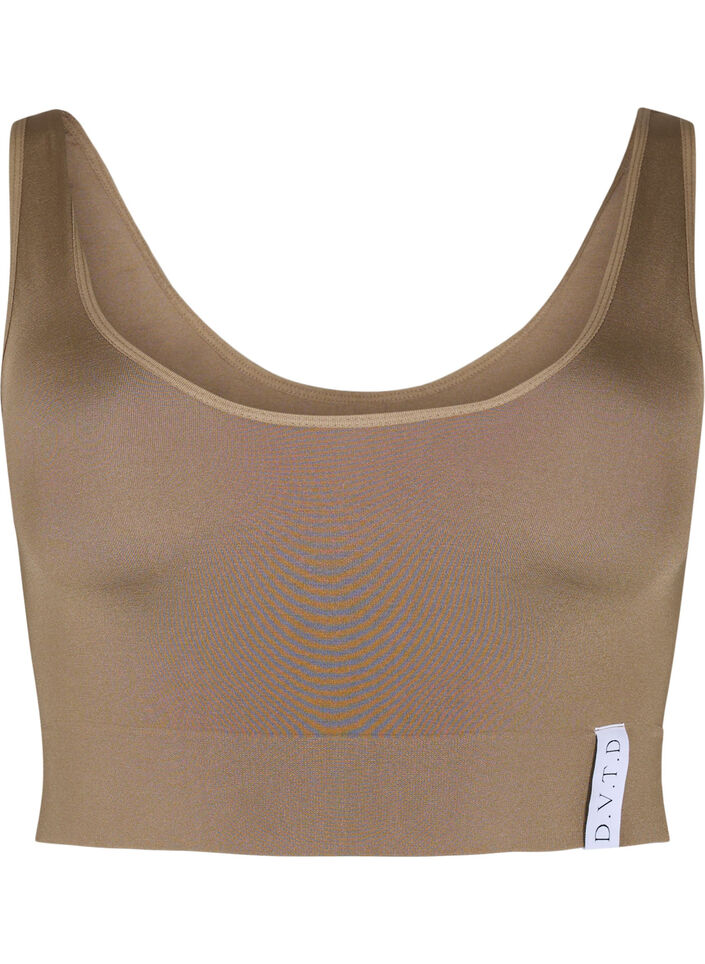 Nahtloser BH mit Rundhalsausschnitt, Driftwood, Packshot image number 0