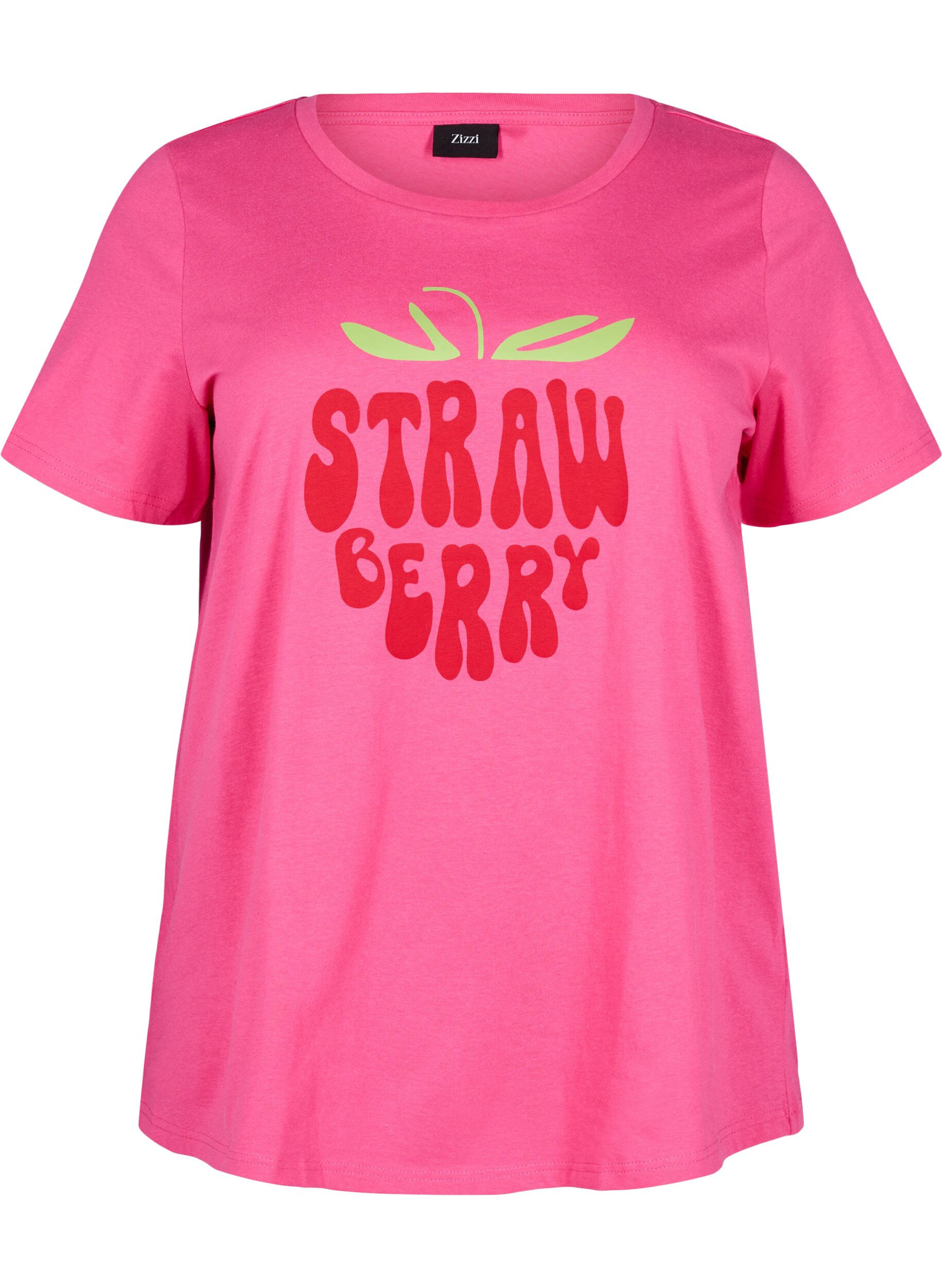 ZizziBaumwoll-T-Shirt mit Motiv, Raspb. w. Strawberry, Packshot image number 0