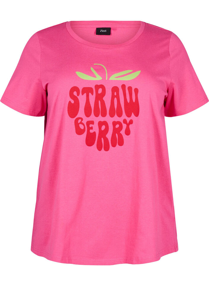 Baumwoll-T-Shirt mit Motiv, Raspb. w. Strawberry, Packshot image number 0