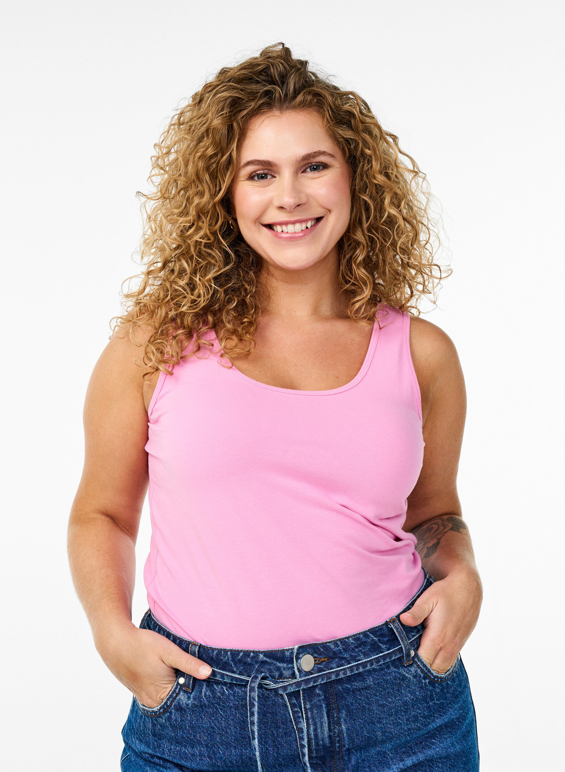 ZizziSolide Farbe Grundoberteil aus Baumwolle, Pink, Model image number 0