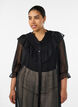 Midikleid aus einem leichten, transparenten Stoff mit Punkten und R&uuml;schen, Schwarz, Model image number 2