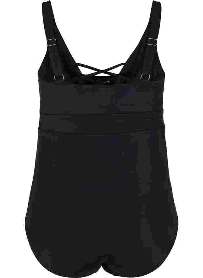 Badeanzug mit Schnurdetails, Black, Packshot image number 1