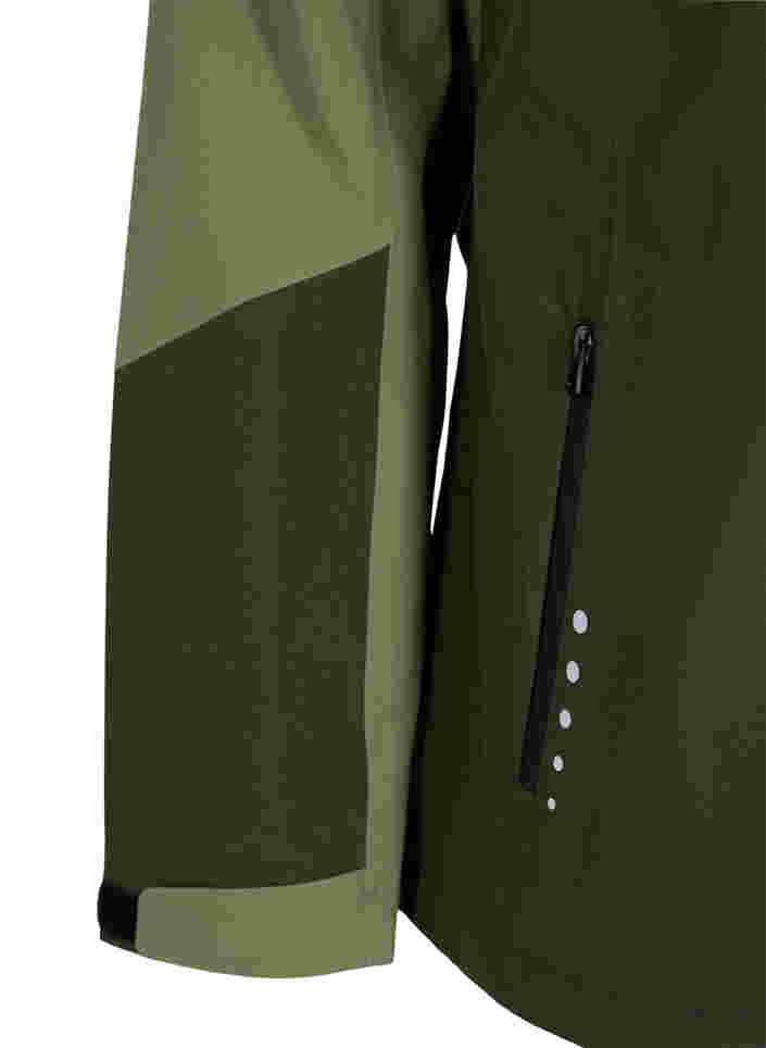Wasserdichte Shell-Jacke mit Kapuze und Reflektoren, Forest Night Comb, Packshot image number 3