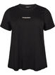 T-Shirt aus Baumwolle mit Text-Badge, Schwarz, Packshot image number 0