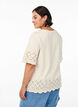 T-Shirt Mit Broderie Anglaise Und Gewellten Kanten, Beige, Model image number 2