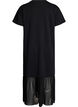 T-Shirt-Kleid mit transparentem Mesh-Saum, Schwarz, Packshot image number 1