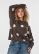 Strickbluse mit gepunktetem Muster, Braun, Model image number 0