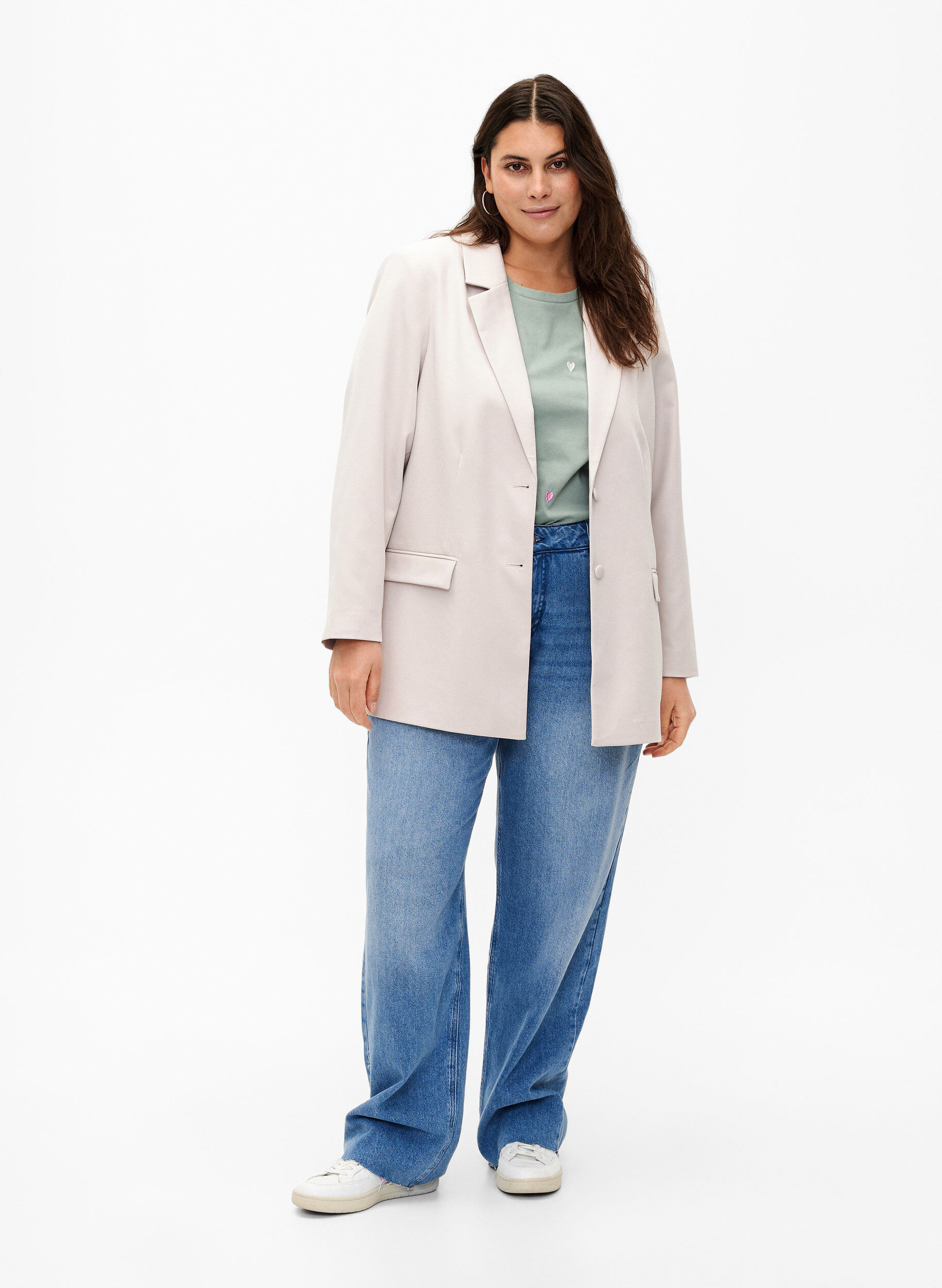 ZizziKlassischer Blazer mit Knopfverschluss, Pumice Stone, Model image number 2