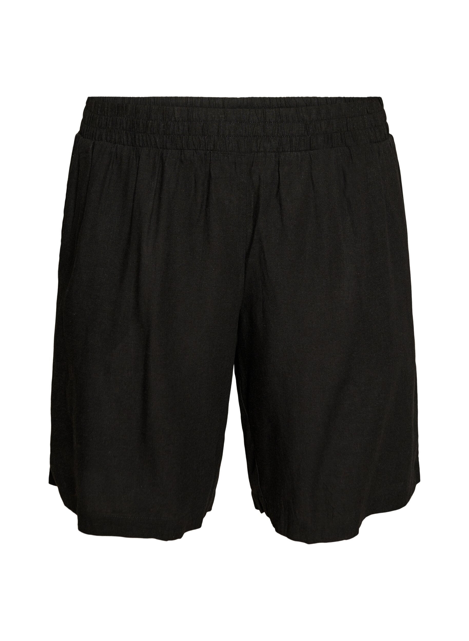 ZizziHoch taillierte Shorts aus Leinen und Viskose, Schwarz, Packshot image number 0