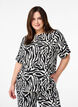 Kurzärmlige Bluse mit Zebraprint, Schwarz, Model image number 0