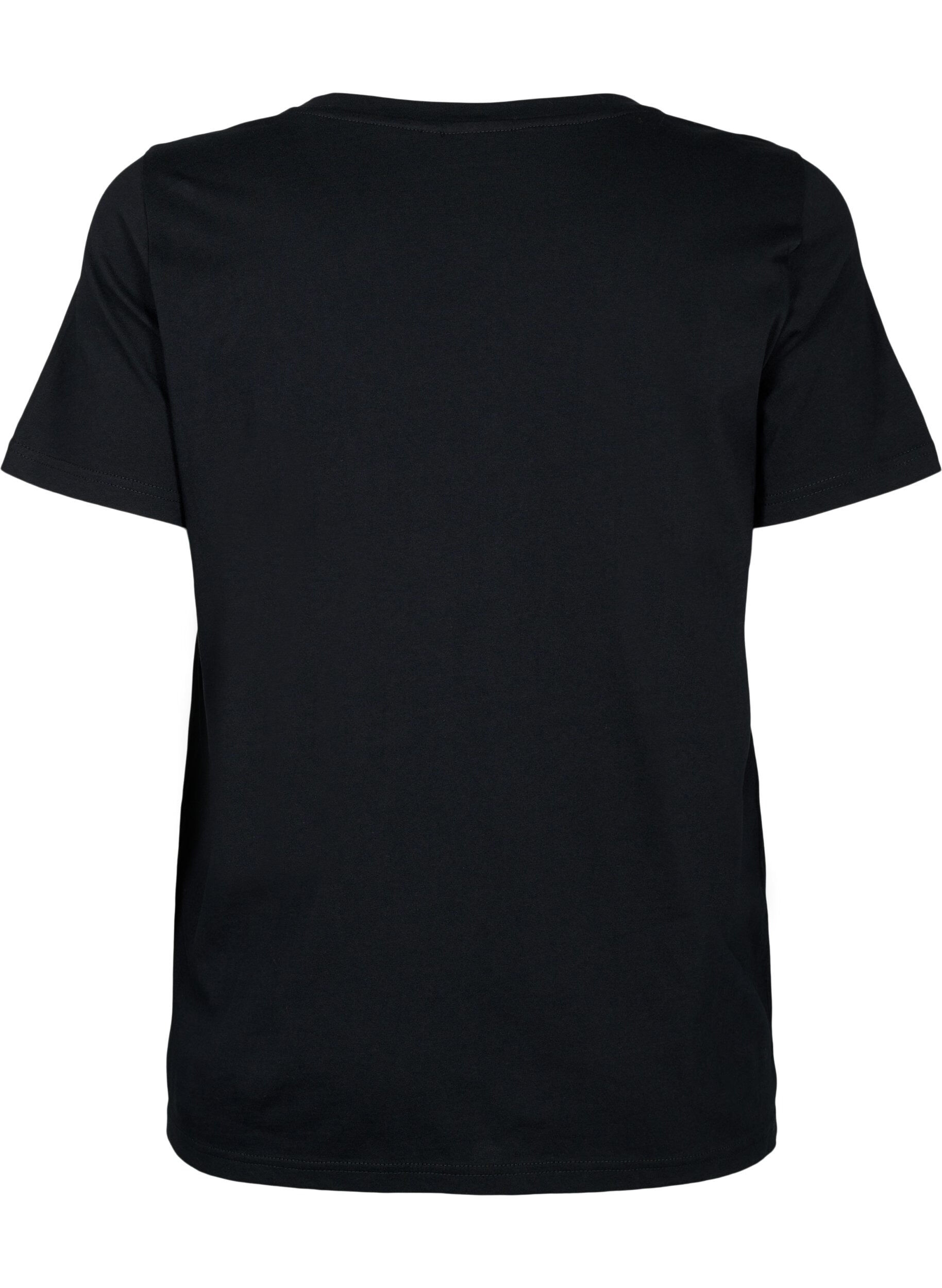 ZizziBaumwoll-T-Shirt mit Pailletten, Black W. Be free, Packshot image number 1