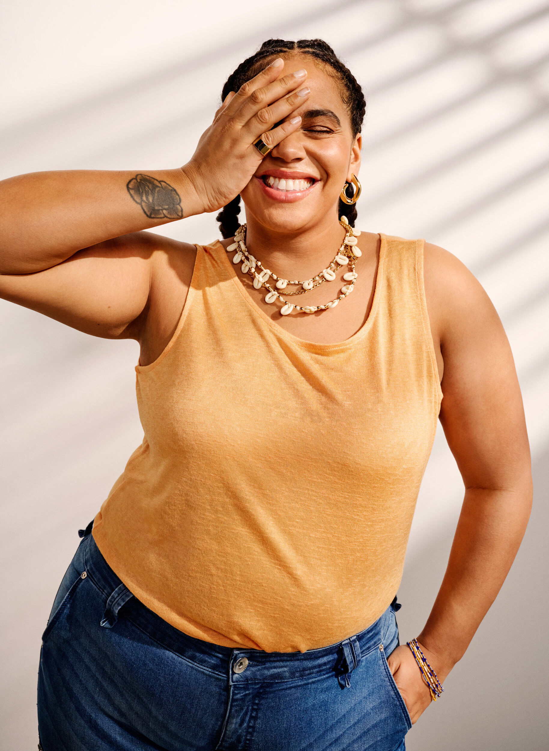 ZizziTop mit Struktur und Rundhalsausschnitt, Mock Orange, Image image number 0