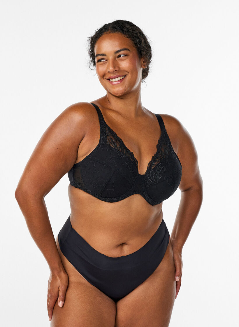 Gepolsterter Spitzen-BH mit B&uuml;gel, Schwarz, Model image number 1