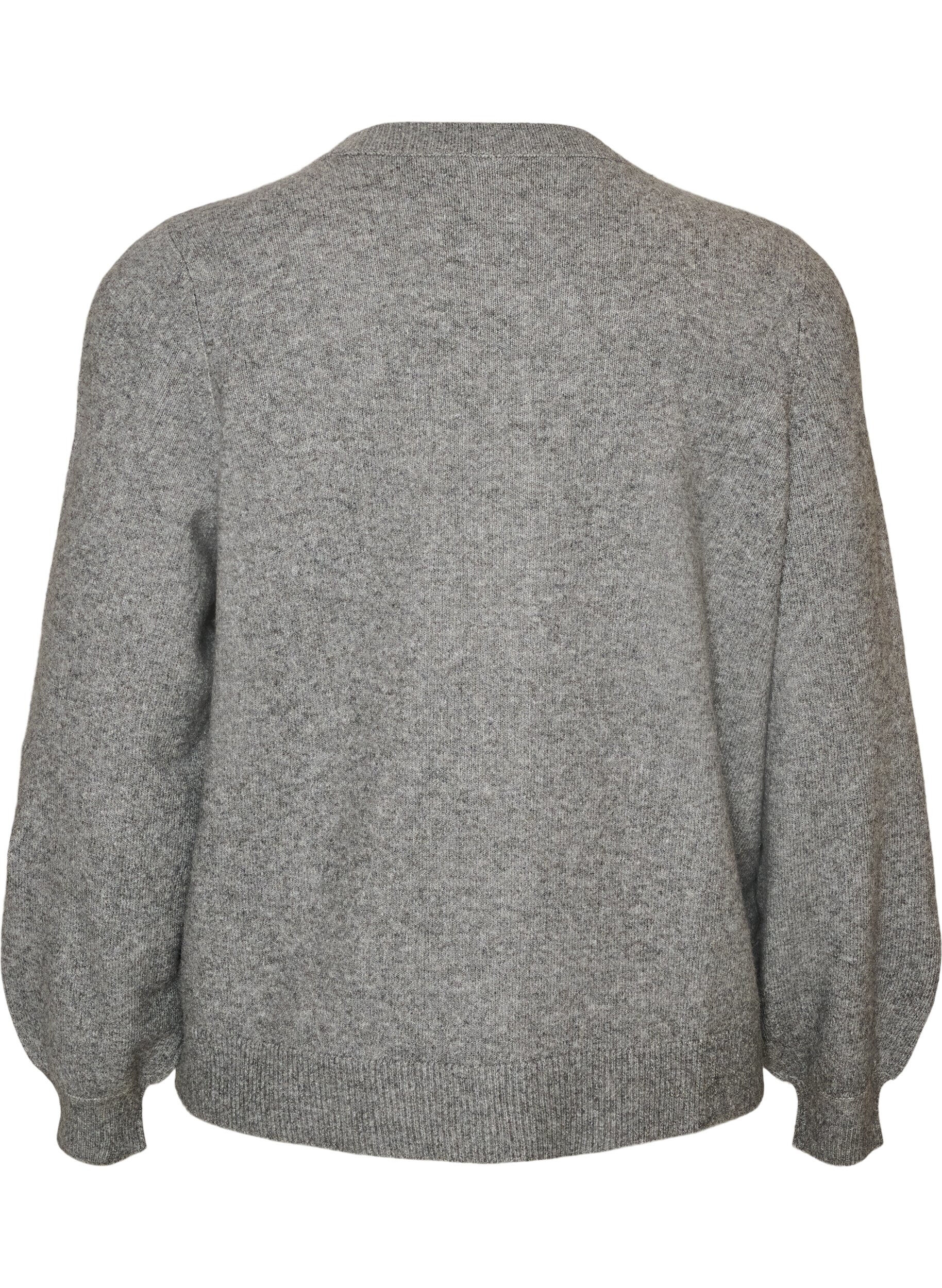 ZizziStrickjacke aus weichem Strick mit goldfarbenen Kn&ouml;pfen, Grau, Packshot image number 1