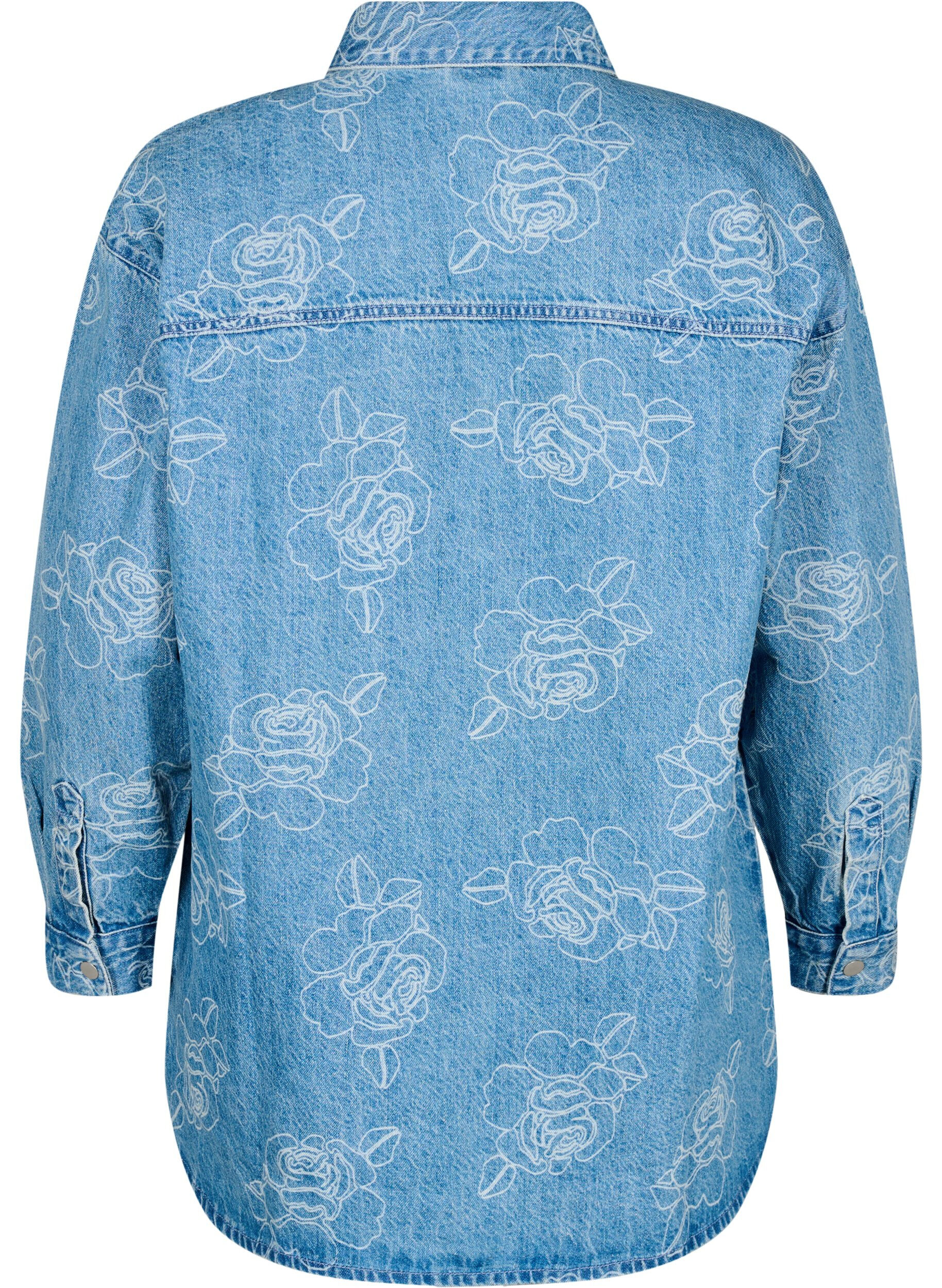ZizziJeansjacke mit floralem Muster, Light Blue Denim, Packshot image number 1