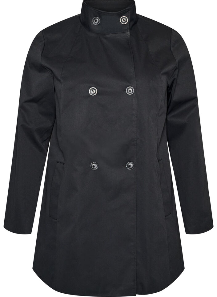 Fr&uuml;hlingsjacke aus wasserabweisendem Material mit A-Linie, Schwarz, Packshot image number 0