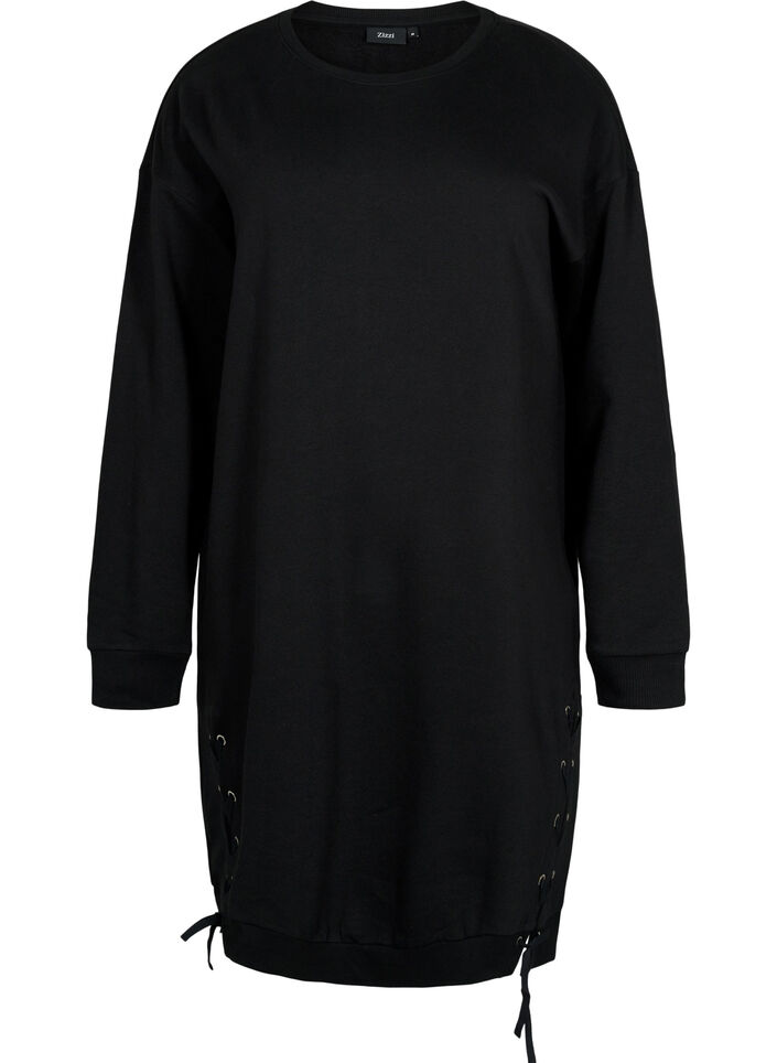 Sweater Tunika mit Kordel Details, Black, Packshot image number 0