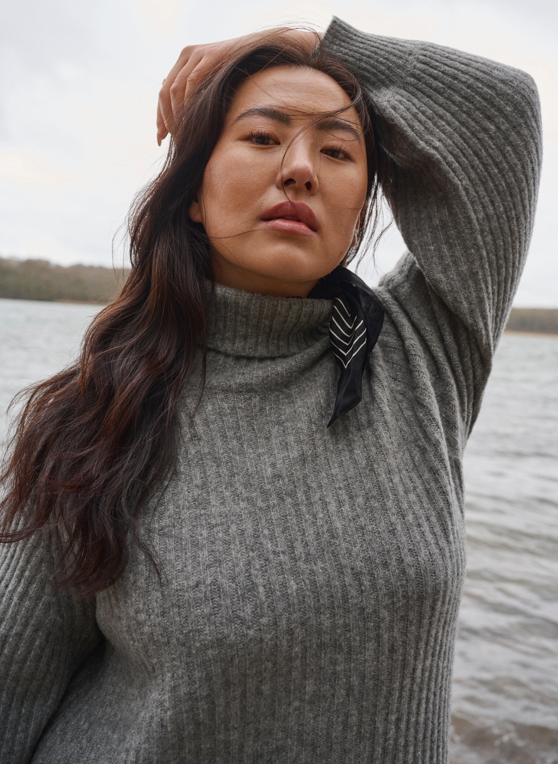 ZizziLanges Strickkleid mit Rollkragen, Medium Grey Mel., Image image number 1