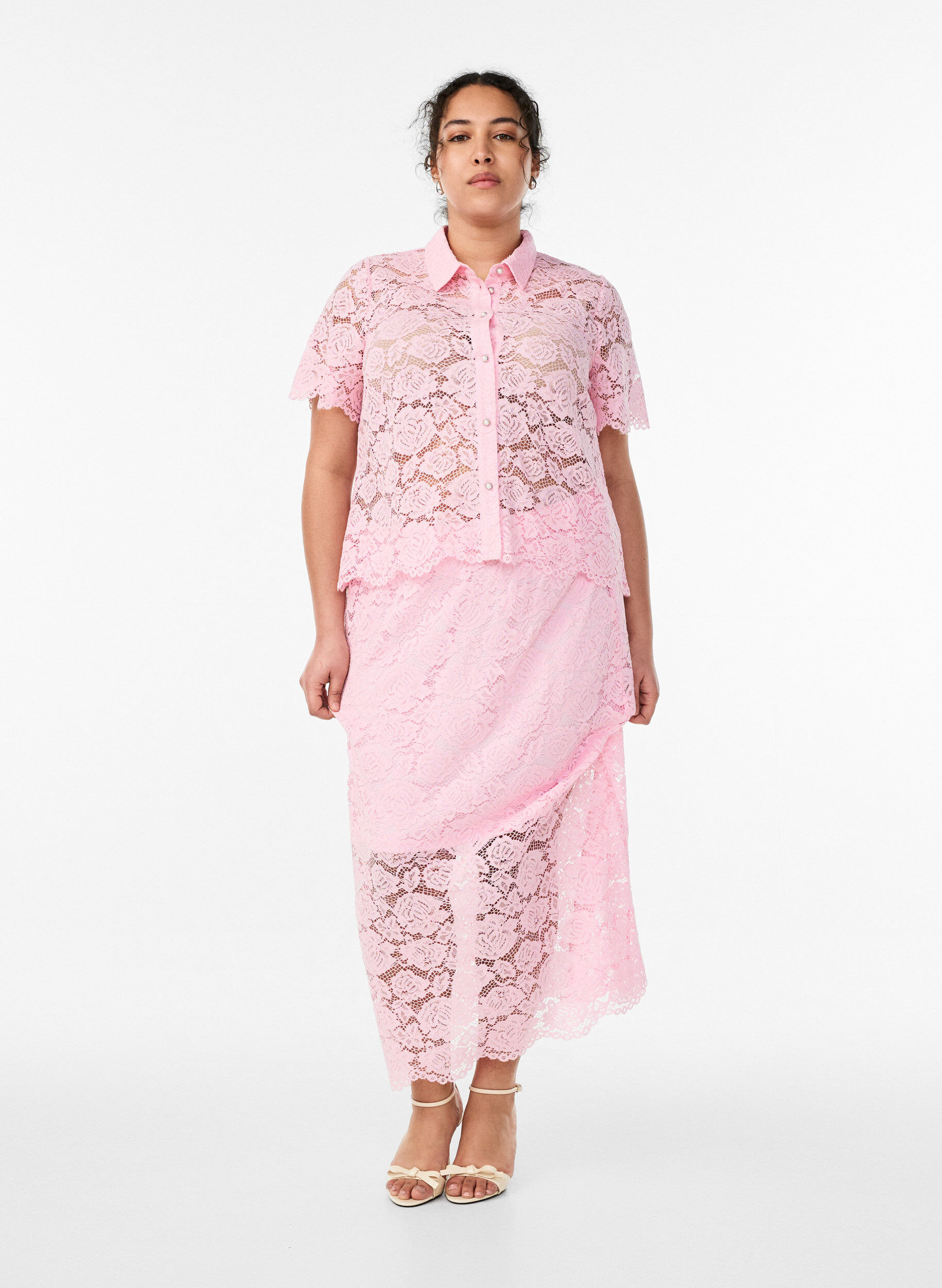 ZizziSpitzen blusenshirt mit perlenkn&ouml;pfen, Rot, Model image number 1