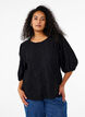 Bluse mit Struktur und 3/4-&Auml;rmeln, Schwarz, Model image number 0