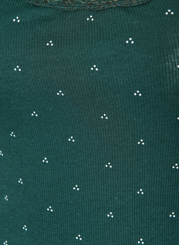 Oberteil mit Aufdruck und Spitzenborte, Gr&uuml;n, Packshot image number 2