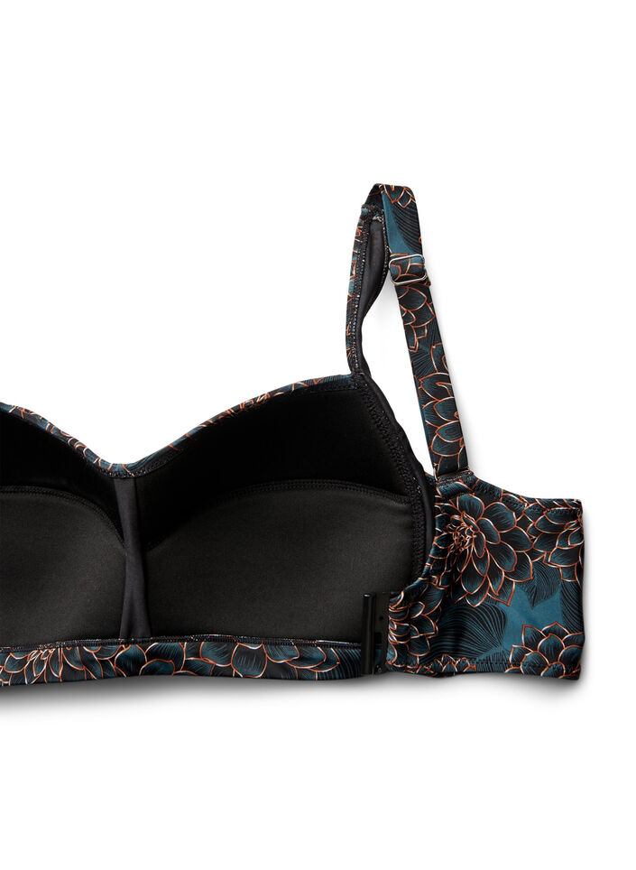 Wattierter Bikini-Oberteil mit Print, Petrol, Packshot image number 3