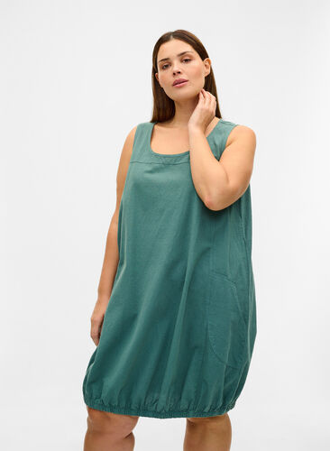 Ärmelloses Kleid aus Baumwolle, Sea Pine, Model image number 0