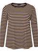 Gestreifte Bluse mit langen &Auml;rmeln, Braun, Packshot image number 0