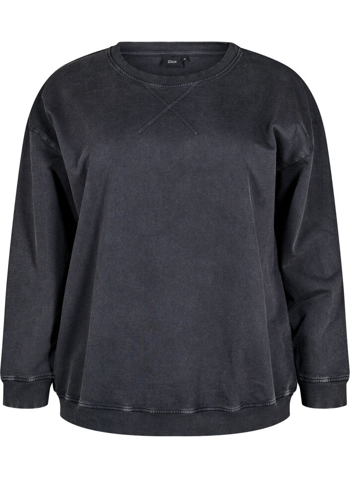 Lockeres Sweatshirt im gewaschenen Look, Grau, Packshot image number 0