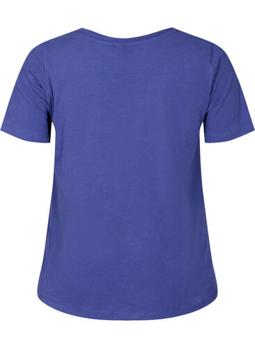 Einfarbiges basic T-Shirt aus Baumwolle, Deep Cobalt, Packshot image number 1
