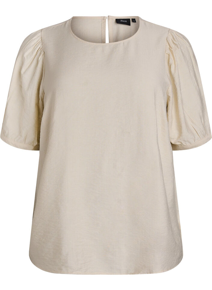 Bluse aus Viskose mit halben Ärmeln, Beige, Packshot image number 0