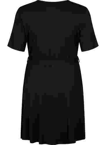 Wickelkleid aus Viskose mit kurzen Ärmeln, Black, Packshot image number 1