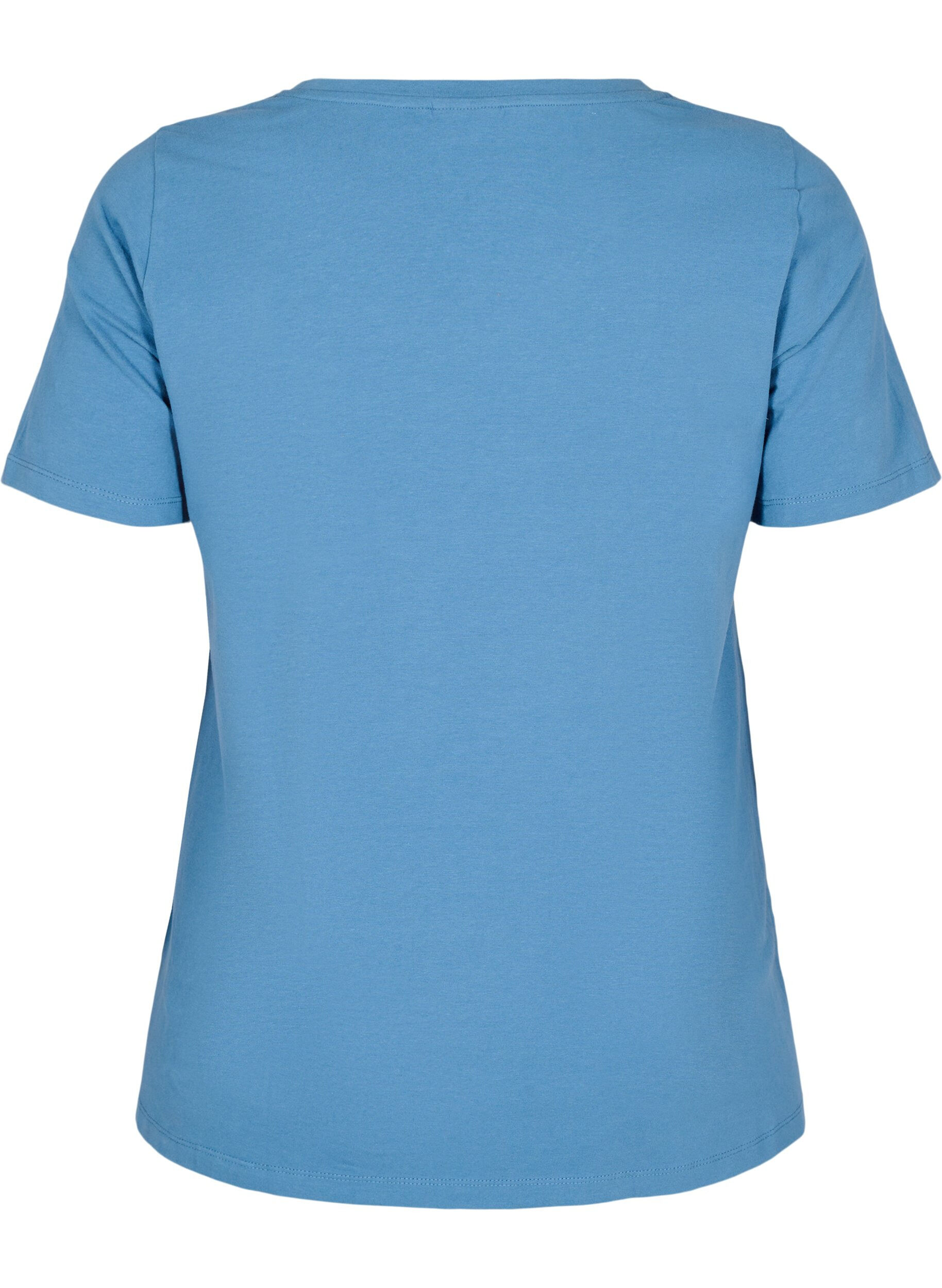 ZizziEinfarbiges basic T-Shirt aus Baumwolle, Blau, Packshot image number 1