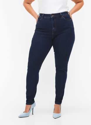 Amy Jeans mit hoher Taille und extra schlanker Passform, Dark blue, Model image number 2