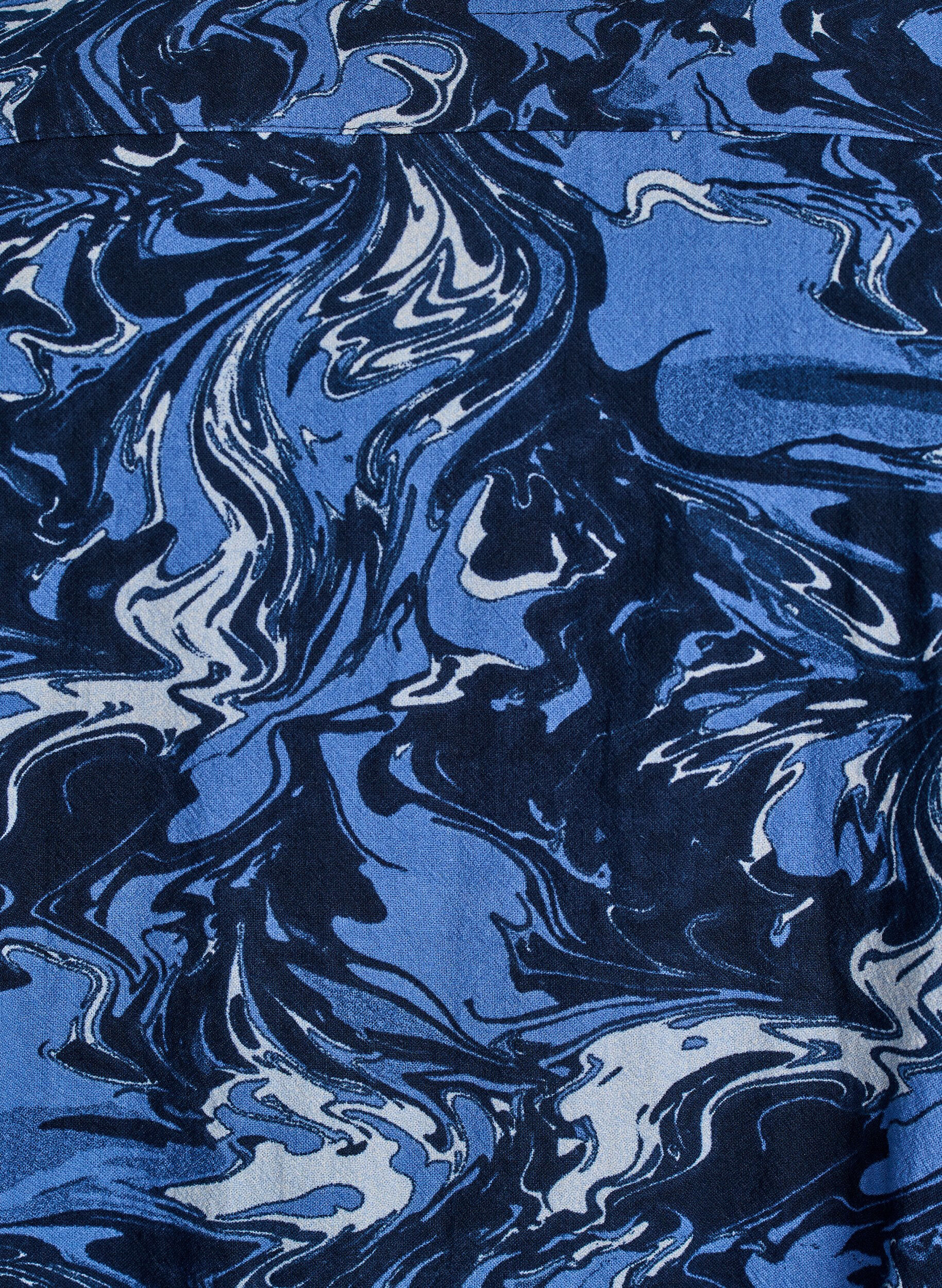 ZizziKurzes Baumwollkleid mit Gummisaum und langen &Auml;rmeln, Blau, Packshot image number 2