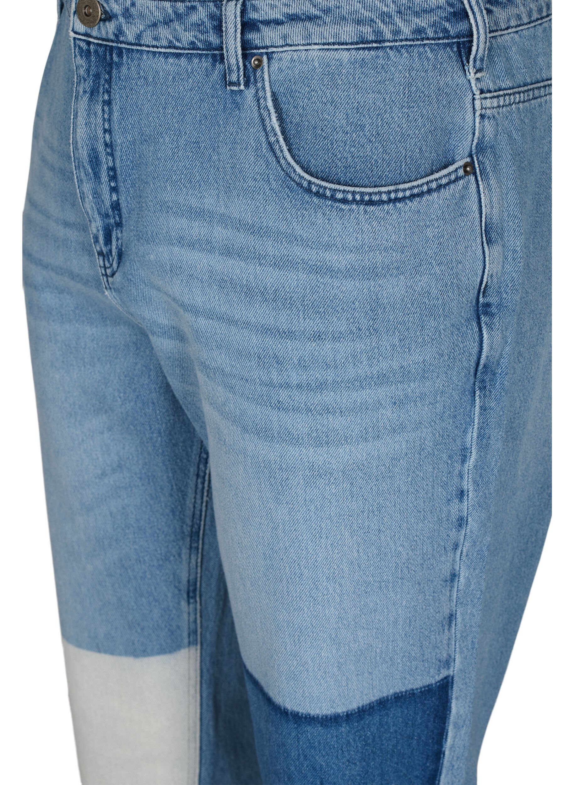 ZizziMille Mom Fit Jeans mit Colour Block, Blue Denim Comb, Packshot image number 2