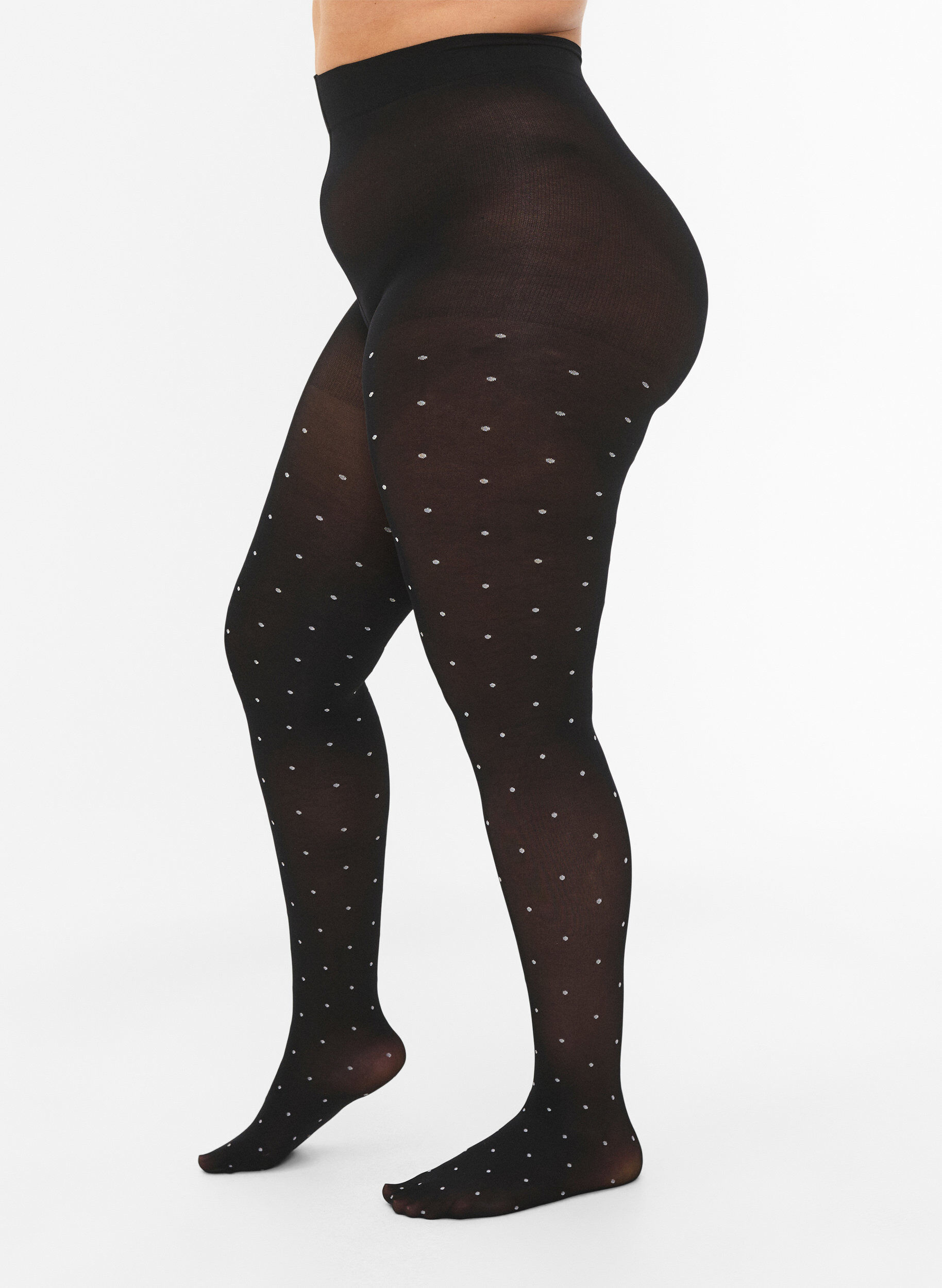 Zizzi70 Denier Strumpfhosen mit Punkten, Black w. Dot, Model image number 0